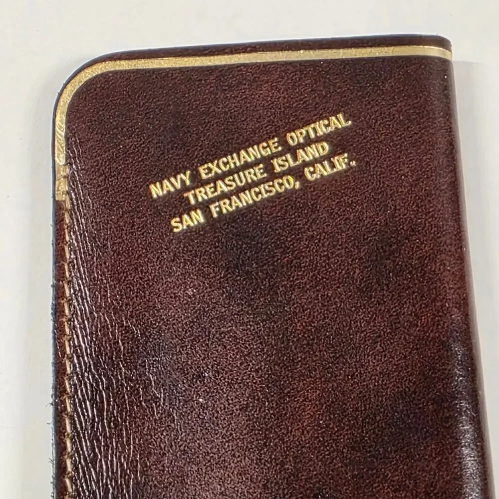 Vtg Navy Exchange Optical Treasure Island San Francisco Leather Eyeglass Case